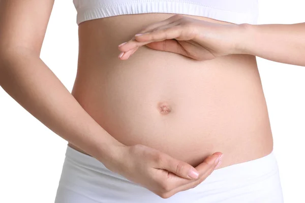 Pregnant woman on white — Stock Photo, Image