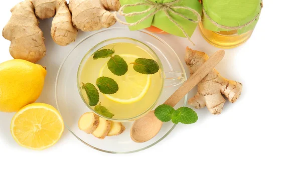 Ginger honey tea with lemon — Stock Photo, Image