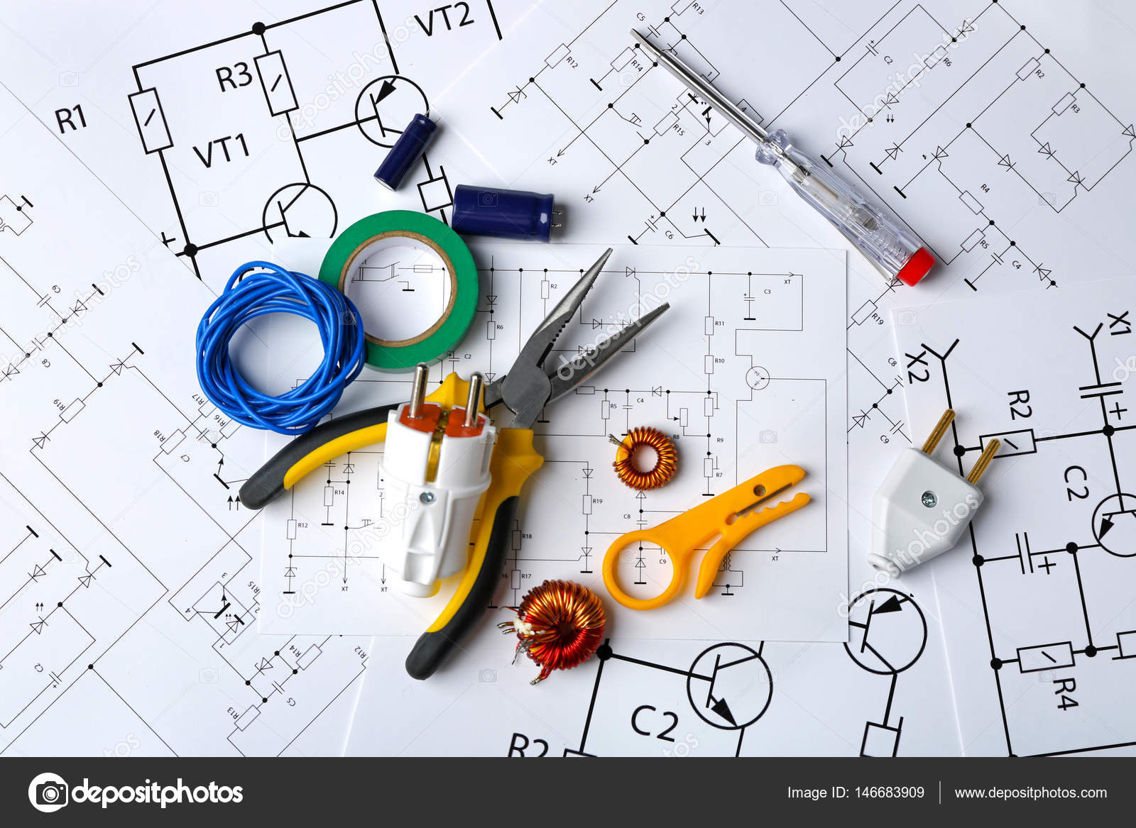 Different electrical tools Stock Photo by ©belchonock 146683909