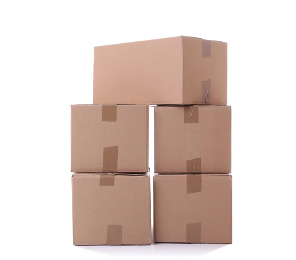 Beyaz karton kutular — Stok fotoğraf