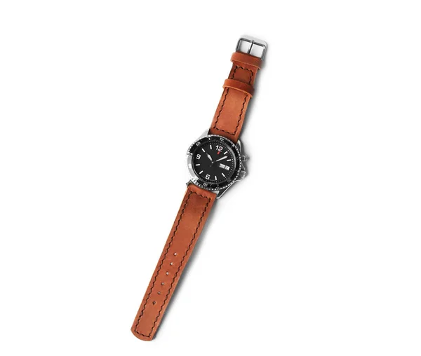 Elegante reloj con pulsera de cuero —  Fotos de Stock