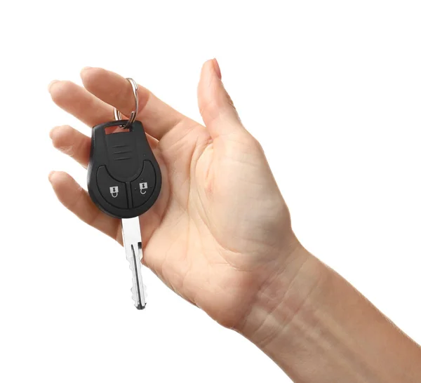 Female hand holding car keys — Stock Photo, Image