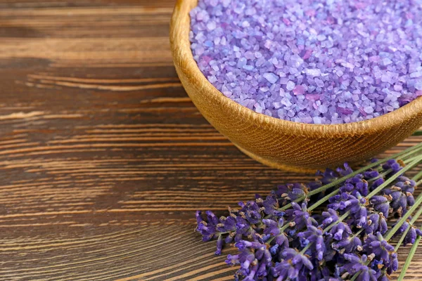 Sea salt with lavender — Stock Photo, Image