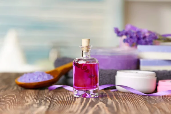 Bottle of lavender essential oil — Stock Photo, Image