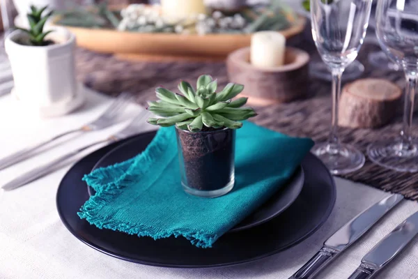 Table served with succulents — Stock Photo, Image