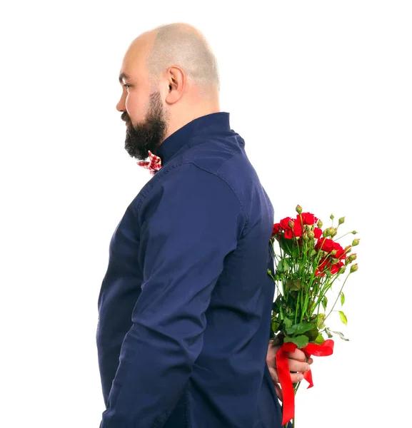 꽃의 꽃다발을 가진 남자 — 스톡 사진