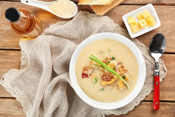 Delicious beer cheese soup — Stock Photo, Image