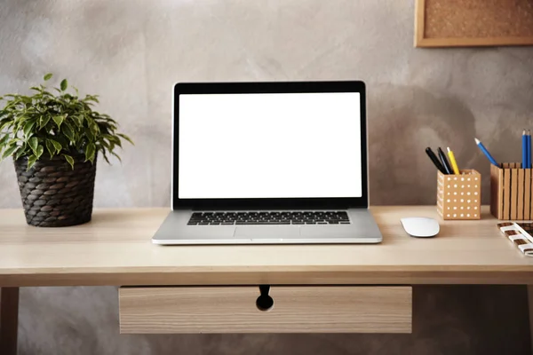 Modern workplace with laptop — Stock Photo, Image