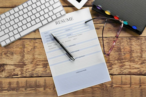 Blank resume form — Stock Photo, Image