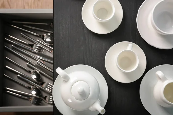 Set de té blanco simple —  Fotos de Stock