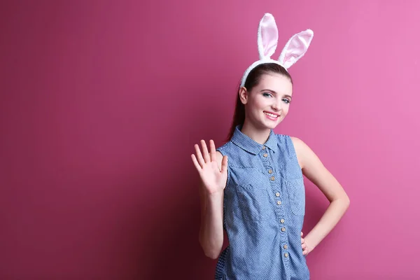 Girl with bunny ears — Stock Photo, Image