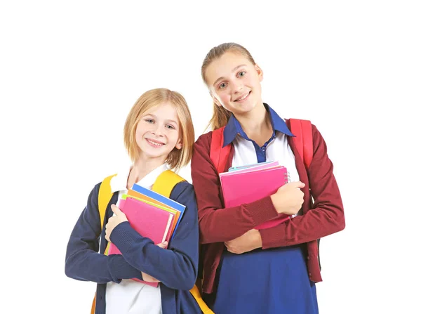 Due ragazze carine in uniforme scolastica — Foto Stock