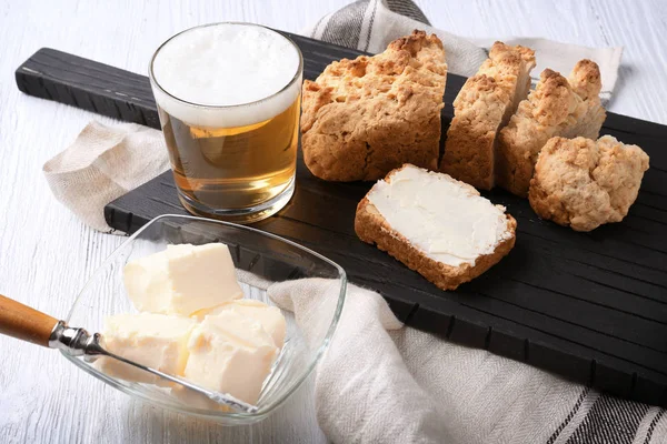 Sliced loaf of beer bread — Stock Photo, Image