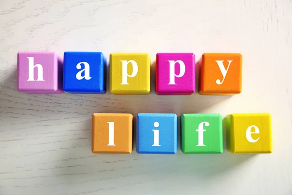 Cubes with text on table — Stock Photo, Image