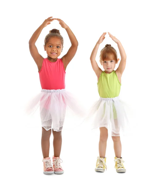 Söt liten ballerinor på vit bakgrund — Stockfoto