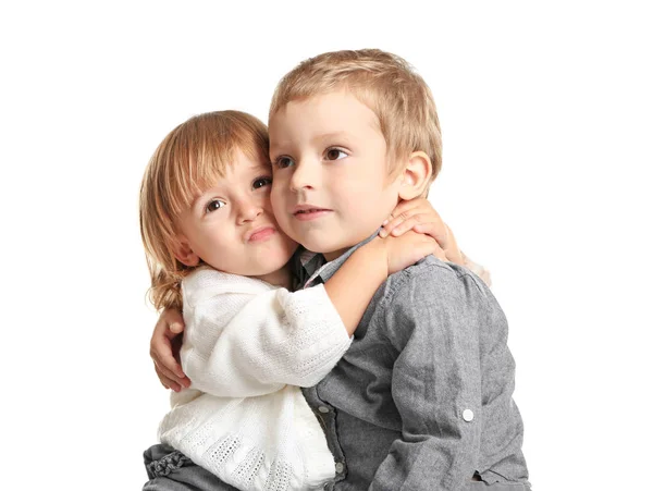 Χαριτωμένα μικρά παιδιά σε λευκό φόντο — Φωτογραφία Αρχείου