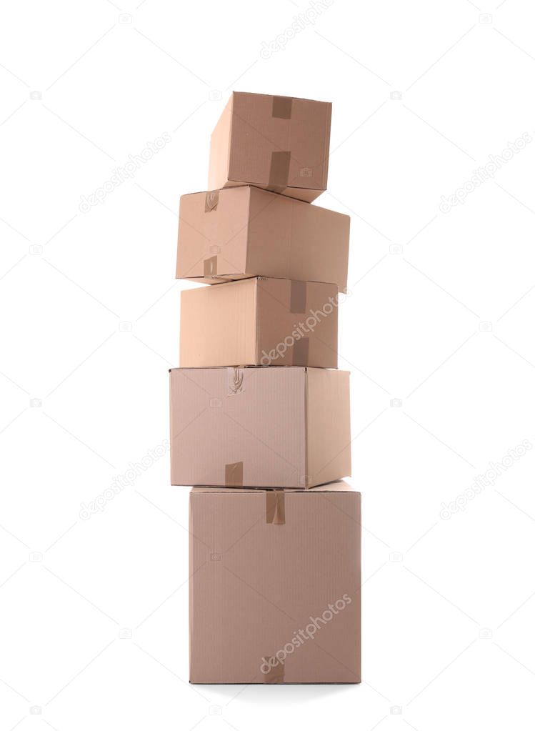 Cardboard boxes on white  