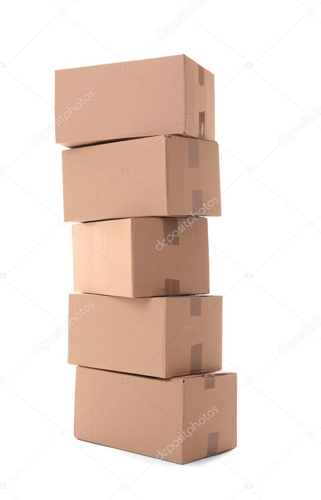 Cardboard boxes on white  