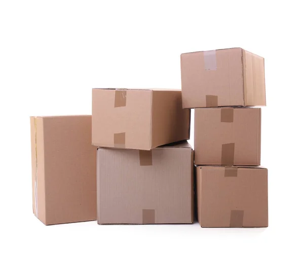 Cardboard boxes on white — Stock Photo, Image