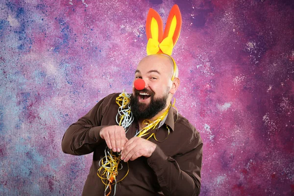 Funny man with bunny ears — Stock Photo, Image