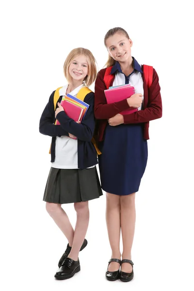 Due ragazze carine in uniforme scolastica — Foto Stock