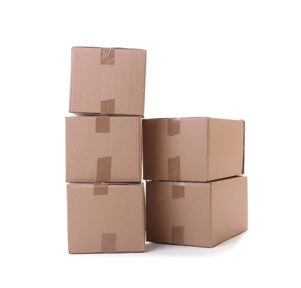 Cardboard boxes on white — Stock Photo, Image