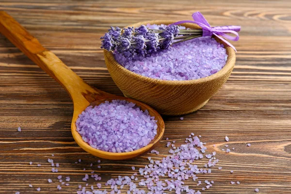 Sea salt with lavender — Stock Photo, Image