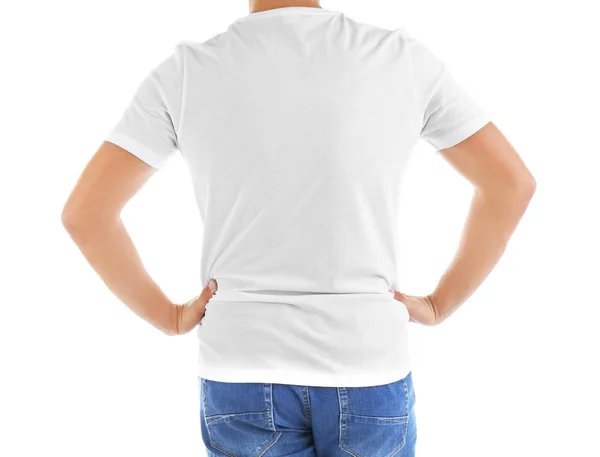 Man in blank t-shirt — Stock Photo, Image