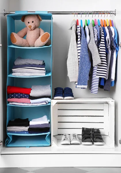 Wardrobe with kid clothes — Stock Photo, Image