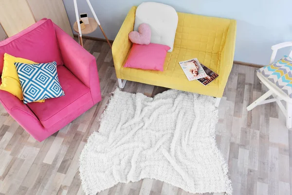 interior with colorful furniture