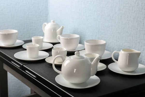 Egyszerű fehér tea-set — Stock Fotó