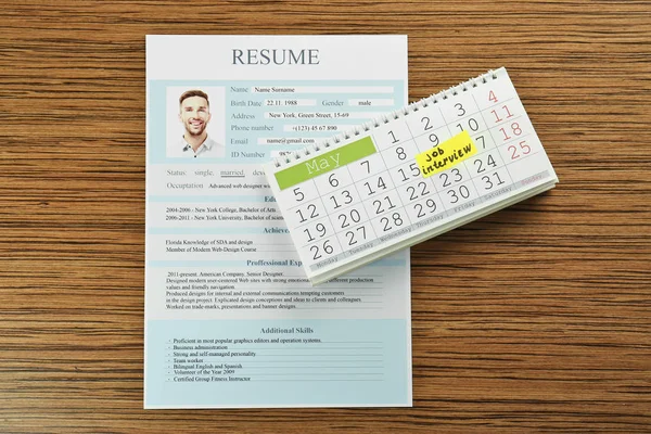 Calendar with job interview reminder — Stock Photo, Image