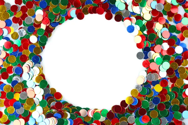 Bright confetti in shape of circle, close up — Stock Photo, Image
