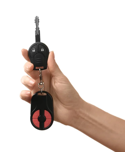 Female hand holding car keys — Stock Photo, Image