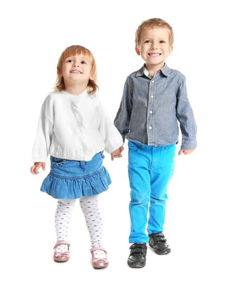 Lindos niños pequeños sobre fondo blanco — Foto de Stock