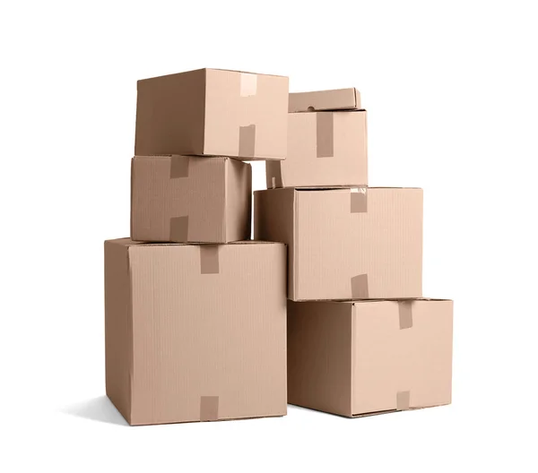 Cardboard boxes on white — Stock Photo, Image