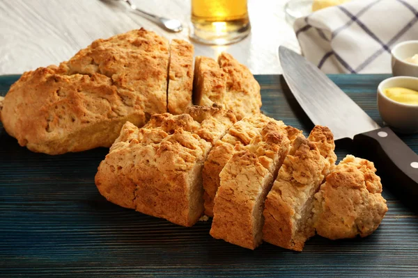 Tasty loaf of beer bread — Stock Photo, Image
