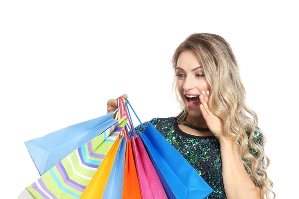 Donna con shopping bags — Foto Stock