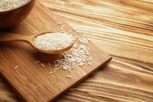 Spoon with white rice — Stock Photo, Image