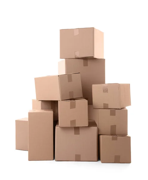 Cardboard boxes on white — Stock Photo, Image