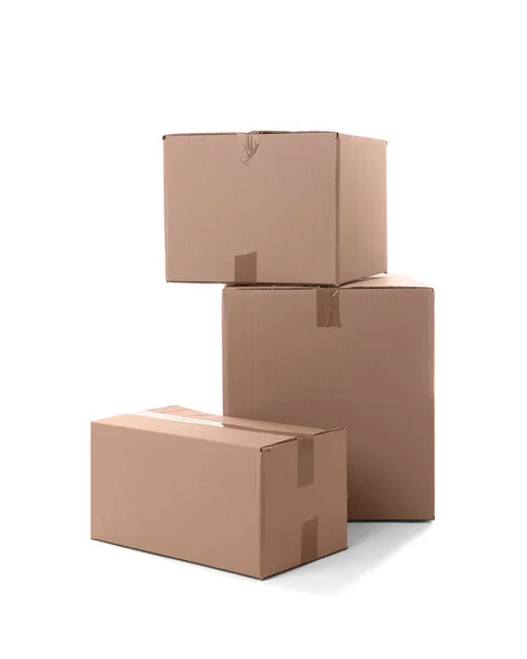 Cardboard boxes on white — Stock Photo, Image