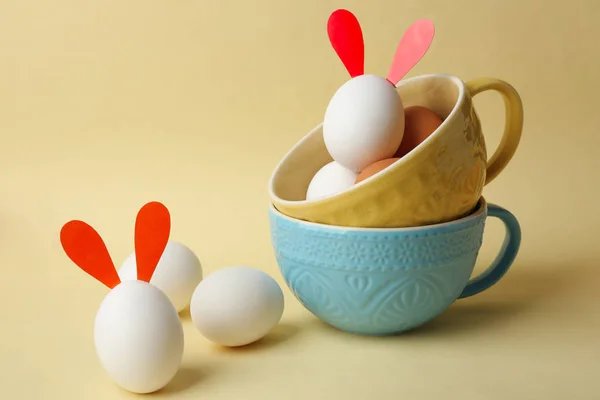Easter eggs with funny decor — Stock Photo, Image