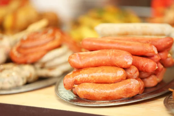 Tray with different sausages — Stock Photo, Image