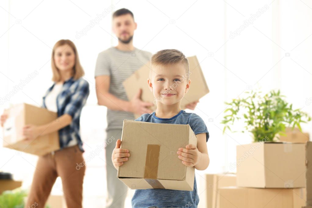 Happy boy with box 