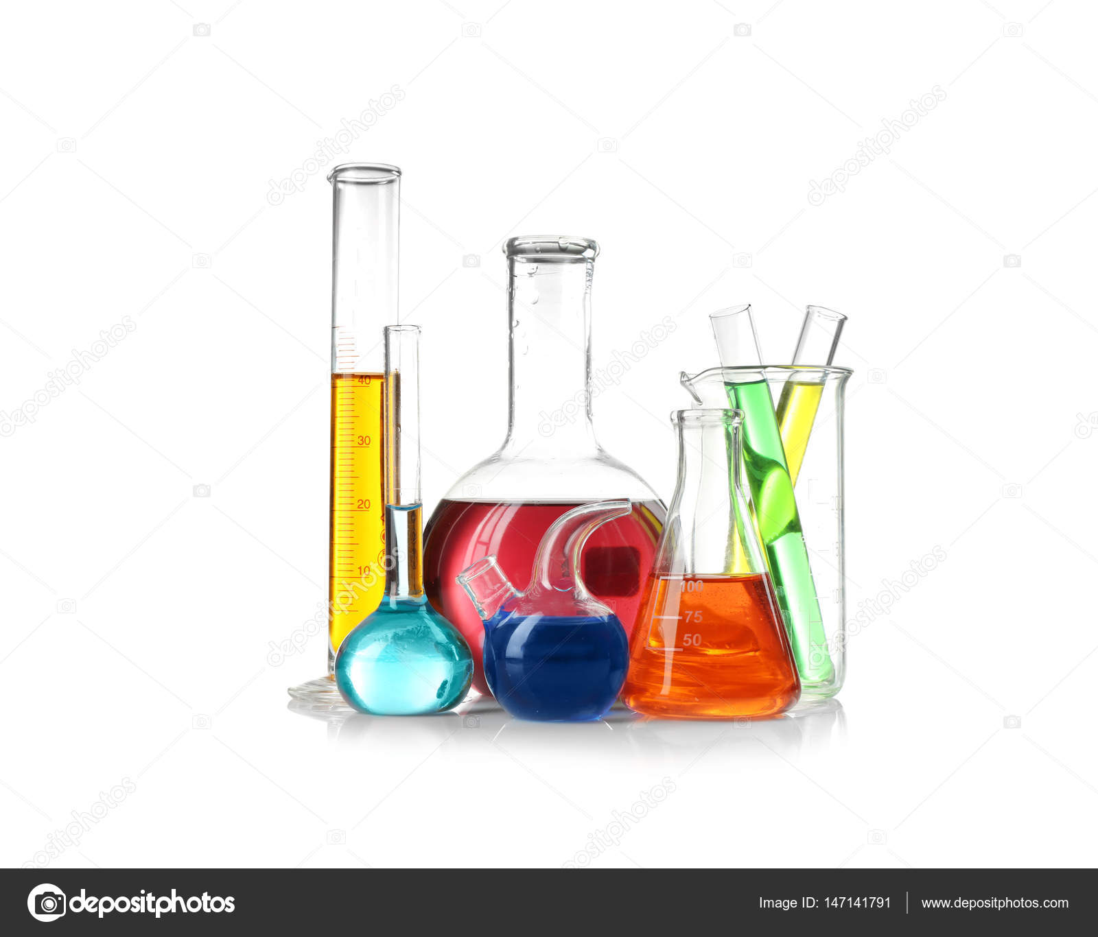 Laboratory glassware with samples Stock Photo by ©belchonock 147141791