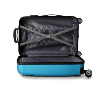 Beyaz izole açılan seyahat çantası