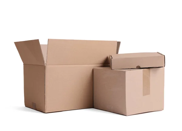 Cardboard boxes on white — Stock Photo, Image