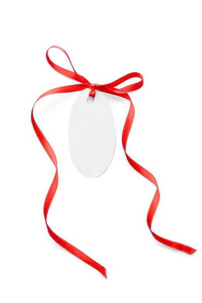 Card with ribbon on white — Stock Photo, Image