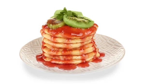 Plate with delicious pancakes — Stock Photo, Image