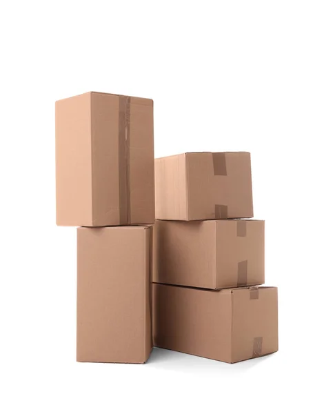 Cardboard boxes on white — Stock Photo, Image